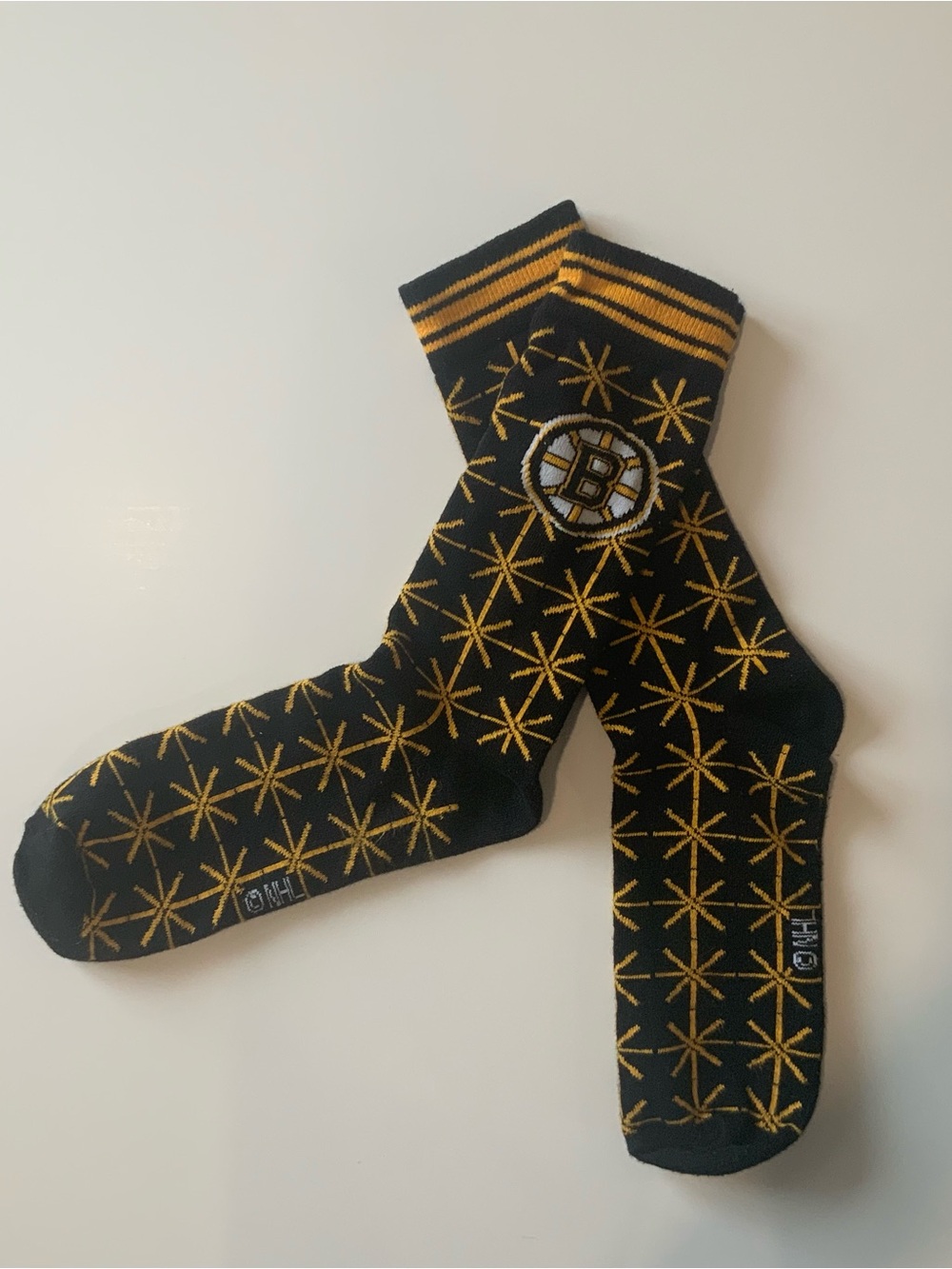 NHL Boston Bruins Authentic Gear Black & Gold Star Crew Socks